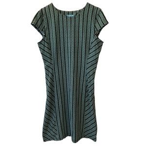 J. McLaughlin Greek Key Mint Black Sheath Dress